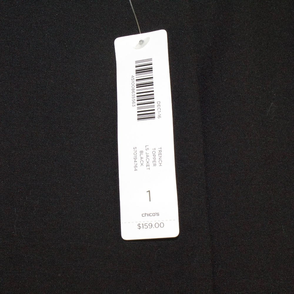 NEW Chico Trench Topper Black Jacket Size Medium - Picture 3 of 8